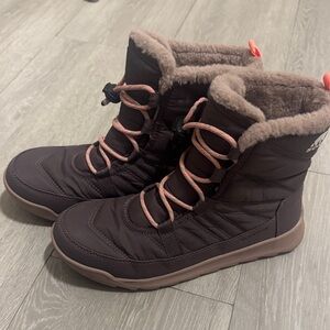 Sorel Dark Brown Winter Boots with Pink Accents